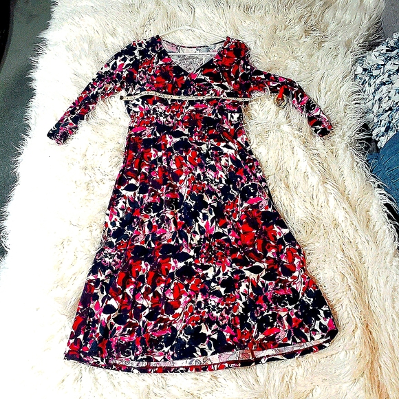 3/4 sleeve midi dress - Picture 1 of 4